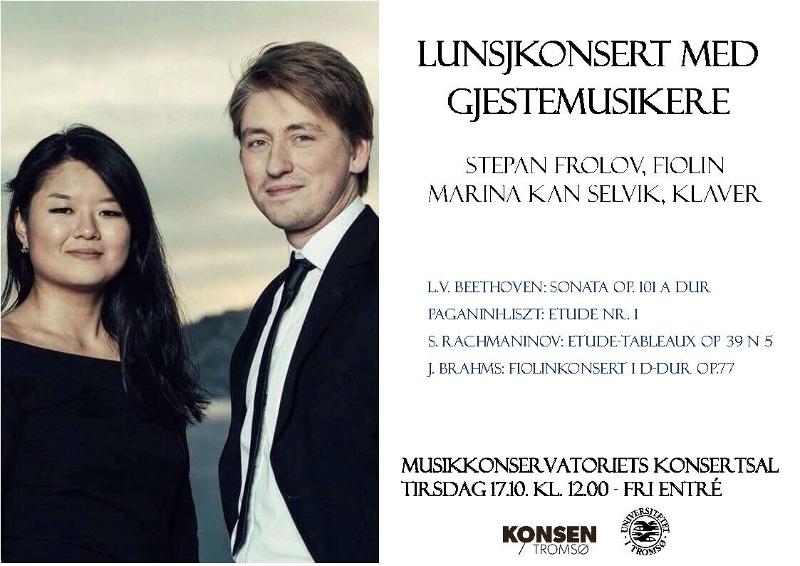 Lunsjkonsert 17. oktober med Stepan Frolov, fiolin og Marina Kan Selvik, klaver